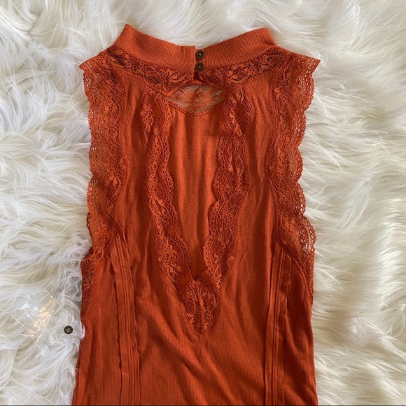 🆕Free People Ribbed Lace Tank Top - Picture 7 of 8